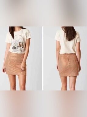 Free People Mauve-Tan Suede Mini Skirt